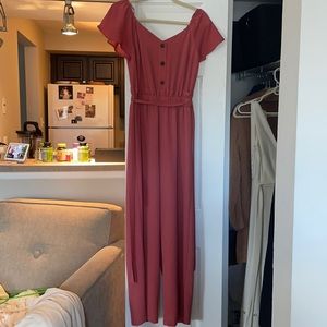 Wide Leg Pink Jumper with Belt